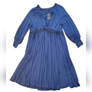 NWT Eloquii Blue Knot Front Pleated Skirt Dress Sz 24